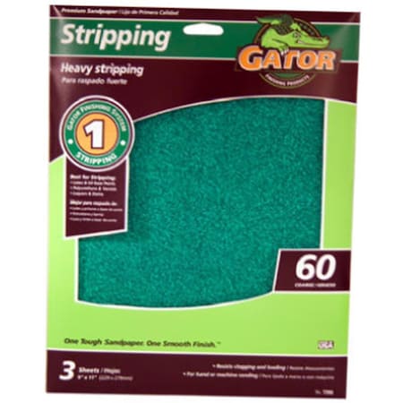 Gator Finishing 7260 9 x 11 in 60 Grit EZ123 Sanding Sheet 3PK 839413